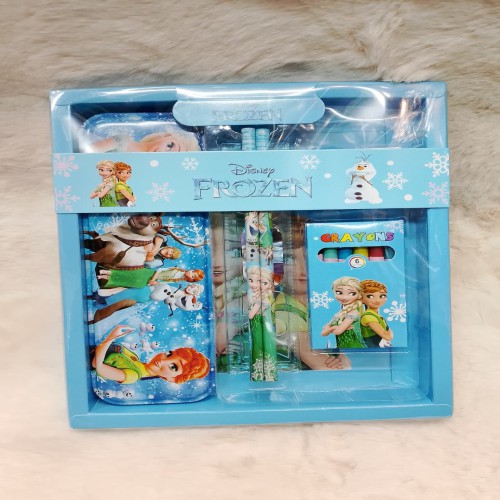 Disney Frozen stationery set (pencils, crayons, a pencil case, a sharpener, and an eraser)