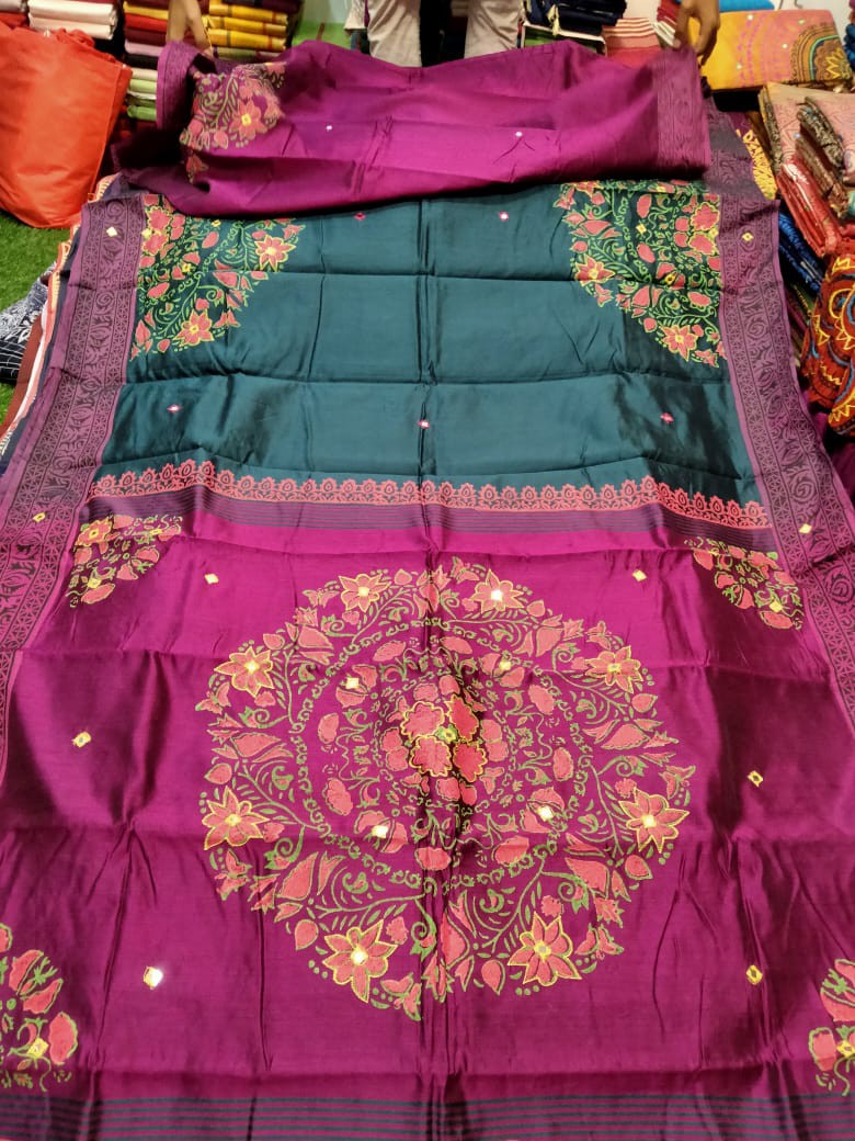 Embroidered Dupion Silk Saree
