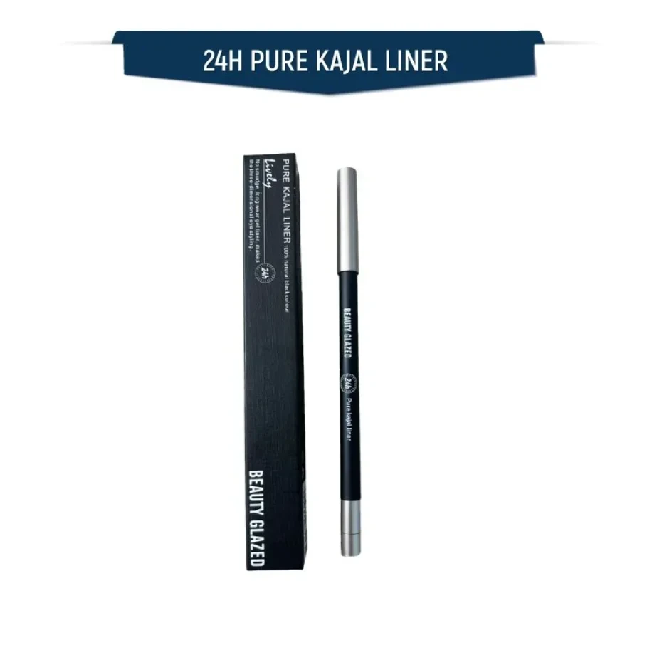 Beauty Glazed Pure Kajal Liner-Lively Black 24Hour Eyeliner Long-lasting Wateroff Gel Eyeliner Quick Dry Kajal