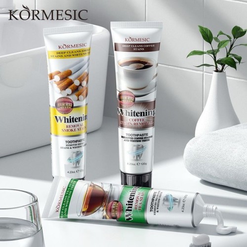 KORMESIC 120g Customized Whitening Toothpaste Fluoride-Free Tea Coffee Tobacco Stain Remover for Home Use Private Label