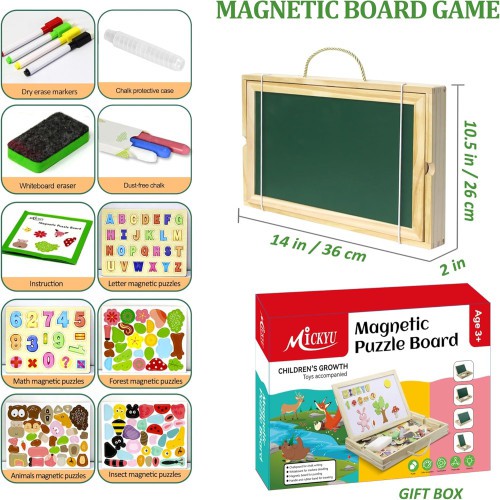 Animal Magnetic Puzzle Games Board Educational Portable Travel Toy for Kids Ages 3-5