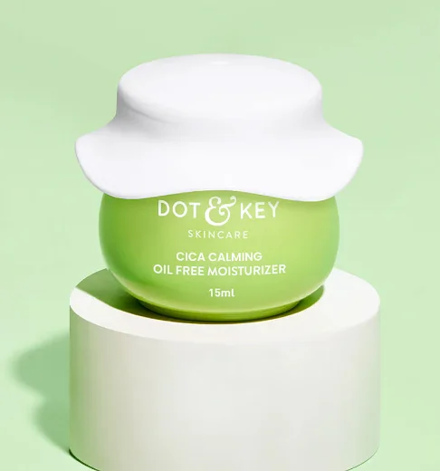 DOT & KEY Cica Calming Oil-Free Face Moisturizer 60ml / 15ml | For Calm, Acne Free Hydrated Skin Fades Acne Scars & Dark Spots, Soothes Redness & Irritation | For Oily, Acne Prone & Sensitive Skin | I