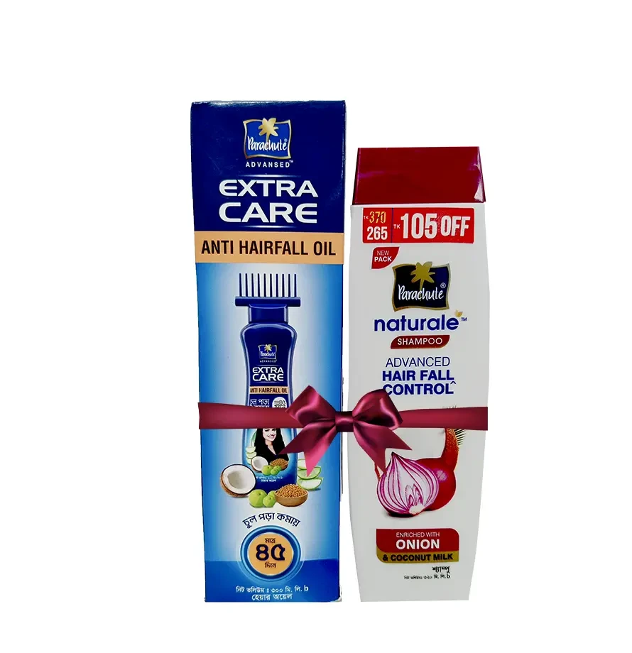 ANTI HAIR-FALL BUNDLE - Parachute Anti Hairfall Oil Extra Care 300ml (Root Applier) & Parachute Naturale Shampoo Advanced Hair Fall Control 320ml