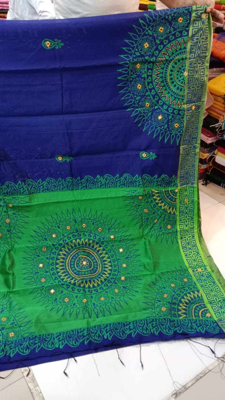 Embroidered Dupion Silk Saree