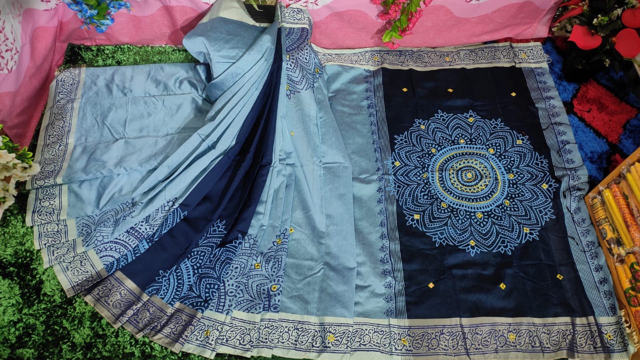 Embroidered Dupion Silk Saree