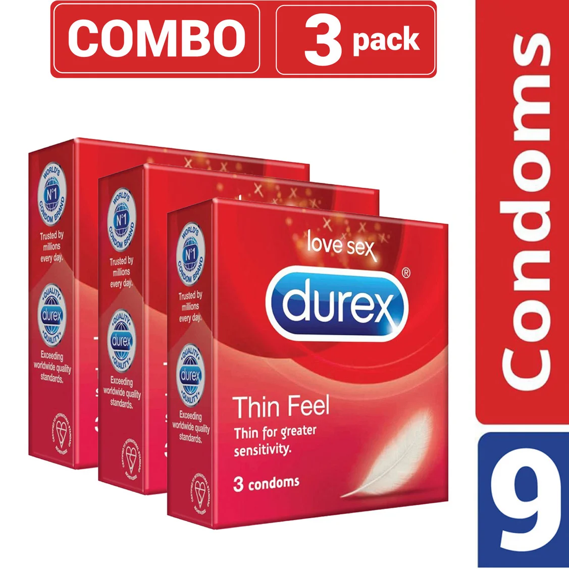 Durex – Thin Feel Condom – Combo Pack – 3 Pack