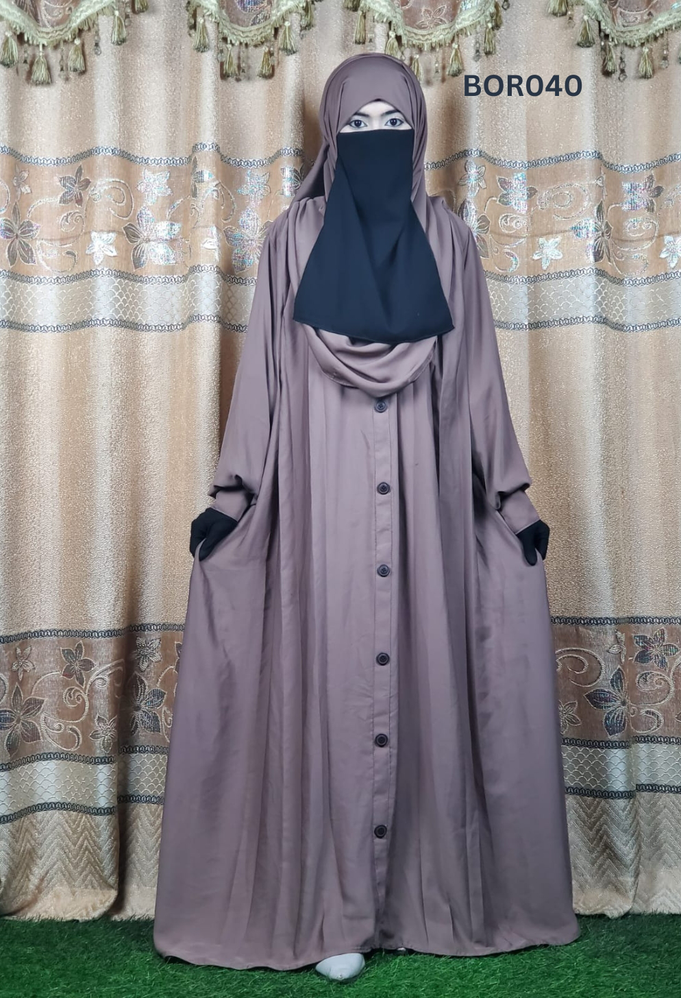 Women Attractive High-Quality Borka Fabric Abaya Set (7)