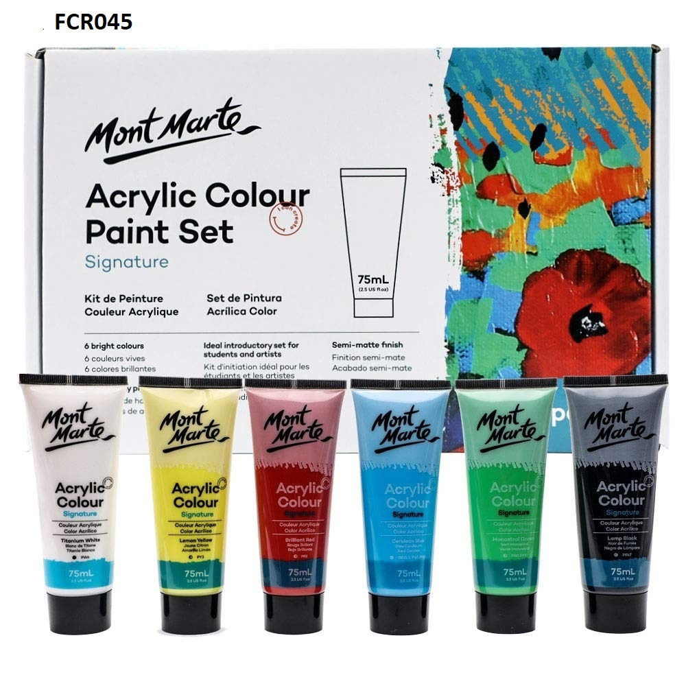 Mont Marte Acrylic Colour Paint Set Signature 6pc x 75ml