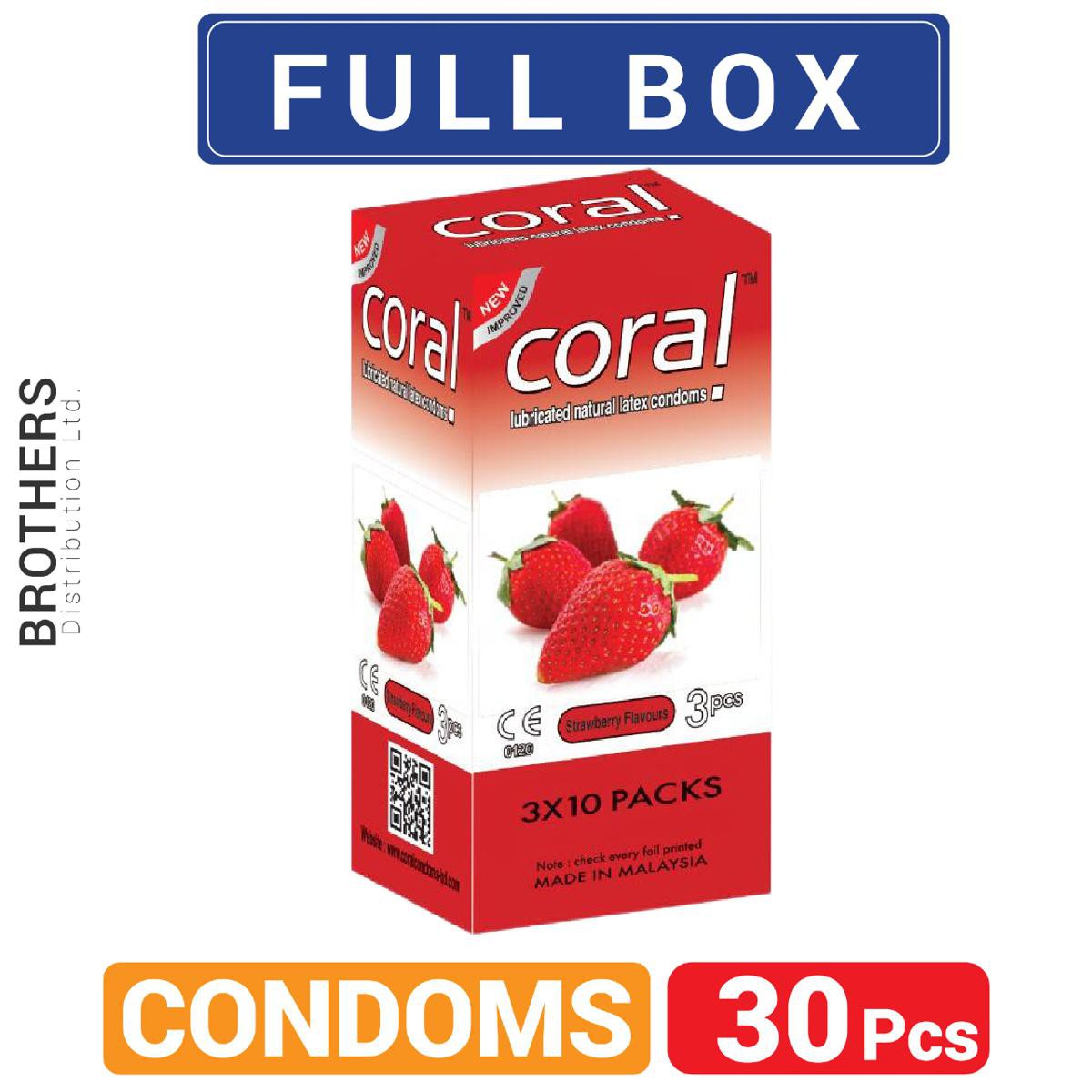 Coral Strawberry Extra Performance Condom | Full Box 30pcs | Malaysia