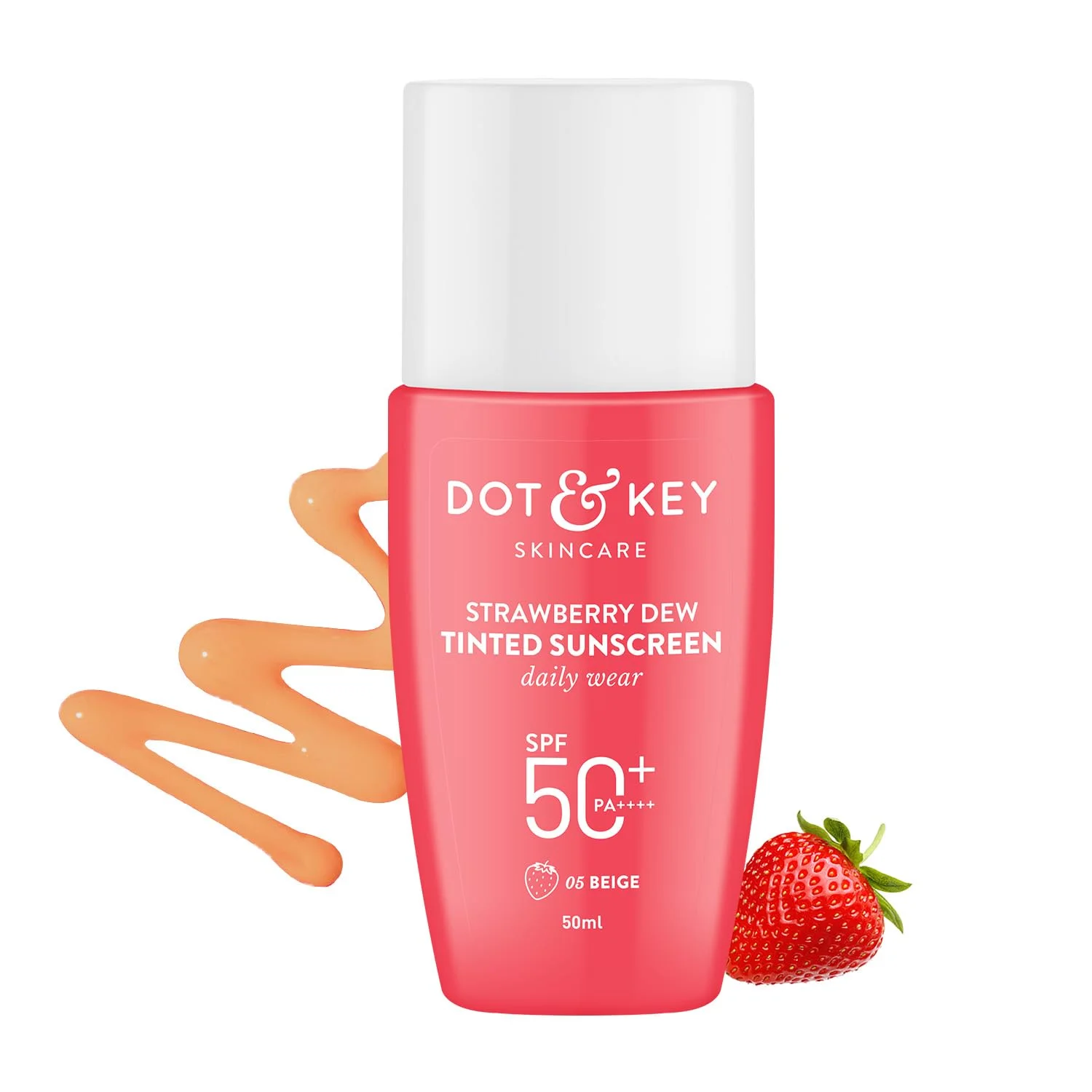 Dot & Key Strawberry Dew Tinted Sunscreen 50ml SPF50+ Pa++++ | Protection Against UA/UB | Broad Spectrum, Water & Sweat resistant | For All Skin Types | India
