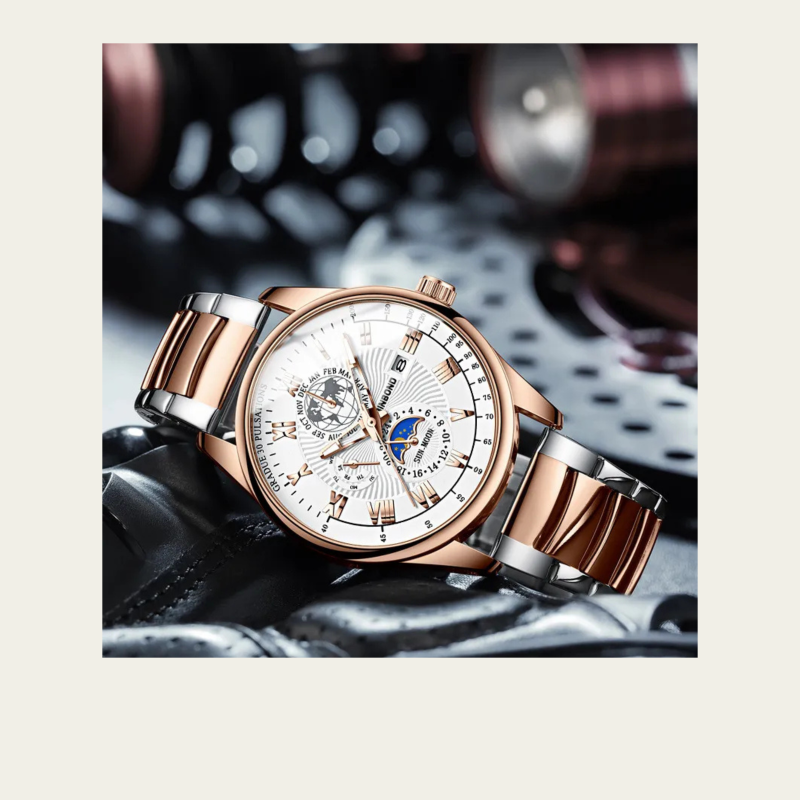 BINBOND B3982 New Style Silver Men Quartz Watch Authentic Stainless Steel Band Date Display Dials Decoration Watch (3)