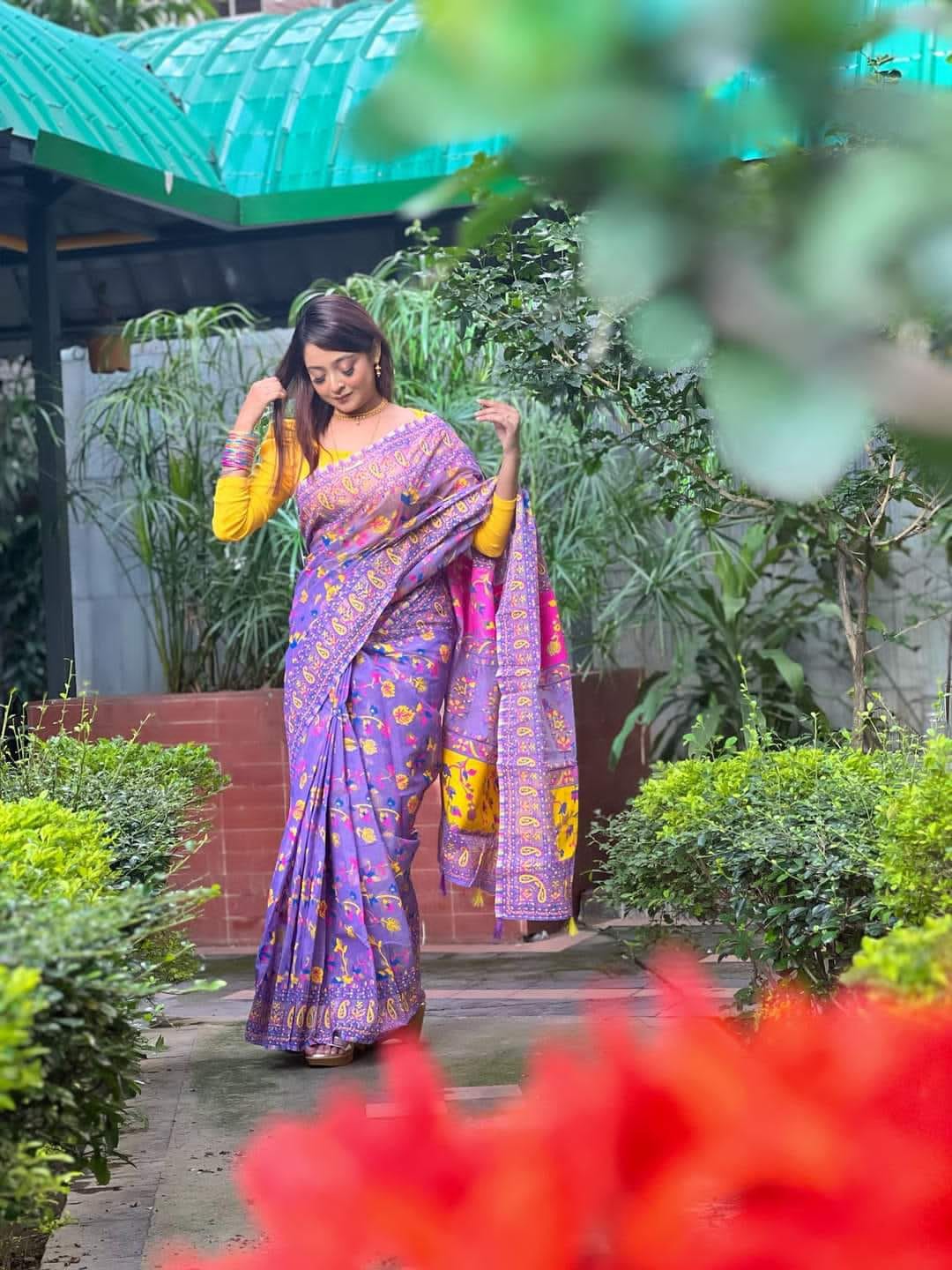 New super Collection Half Silk Screen Print Saree