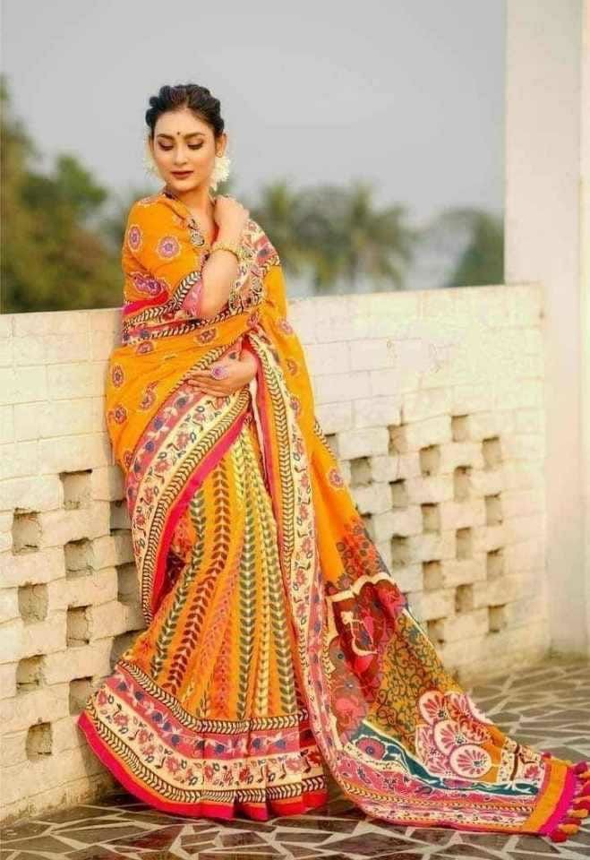 New Best designer Half Silk Skin Print Saree