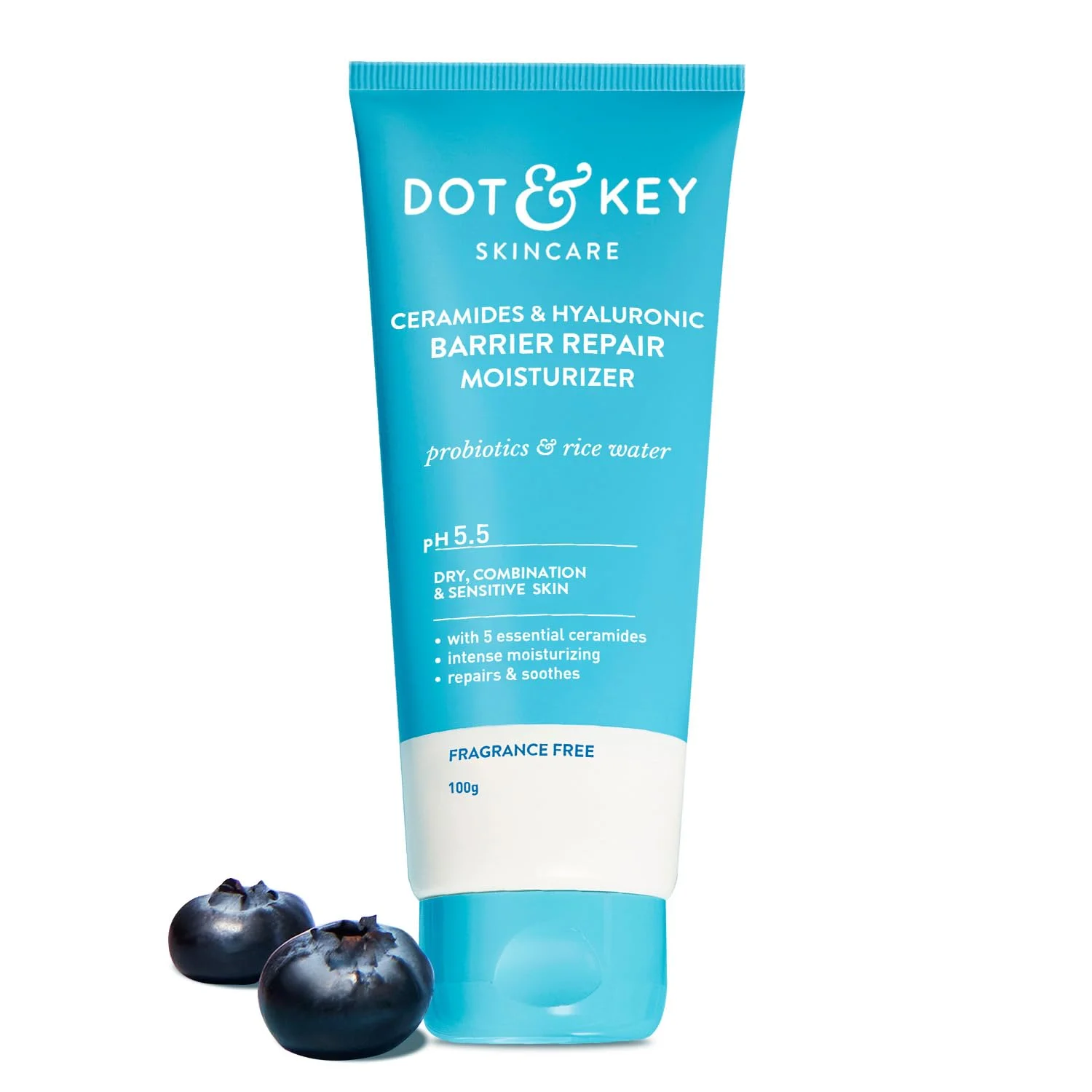 Dot & Key Barrier Repair Ceramides Moisturizer with Hyaluronic 100gm | With Probiotic & Rice Water I Barrier Repair Cream | For Dry Skin, Normal Skin & Sensitive Skin | India