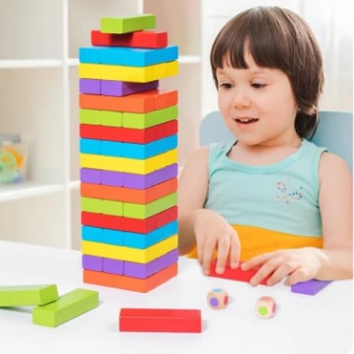 Kids Educational Colorful Jenga Blocks 48 Pcs