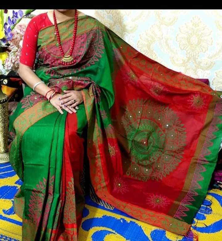 Handprint half silk saree