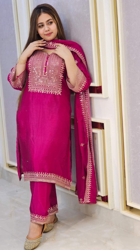 Pakistani Crepe Chinoon Three Piece