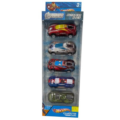 Hot Wheels 5 Car Set Original Diecast Vehicle Pack - Avengers Superhero Assorted Styles - Metal Car Set