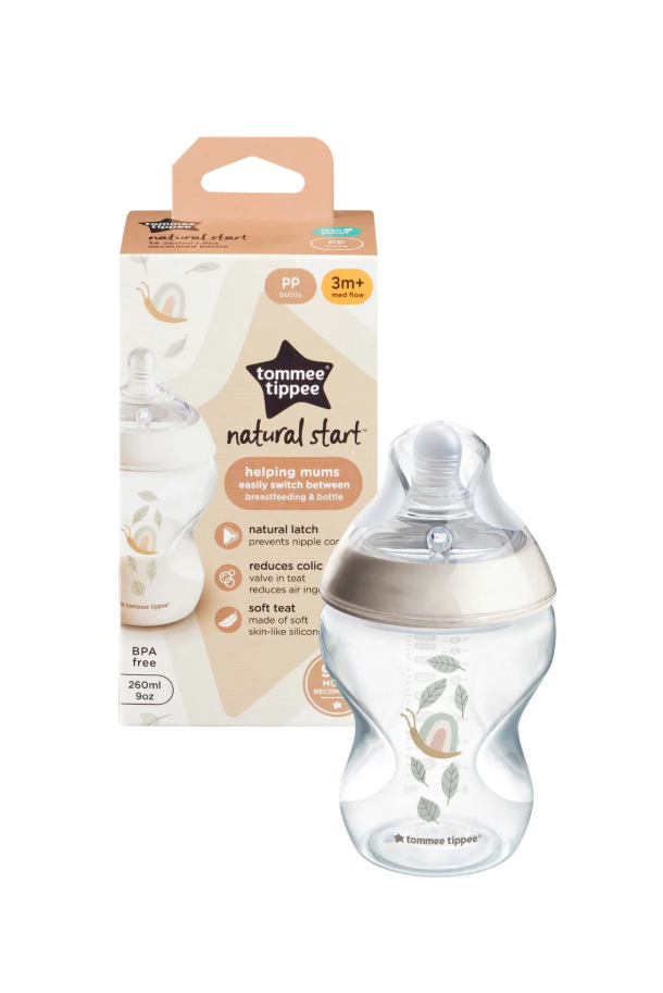 Baby Feeder 3m+ Medium Flow 260ml PP Bottle Tommee Tippee Natural Start Baby Feeder