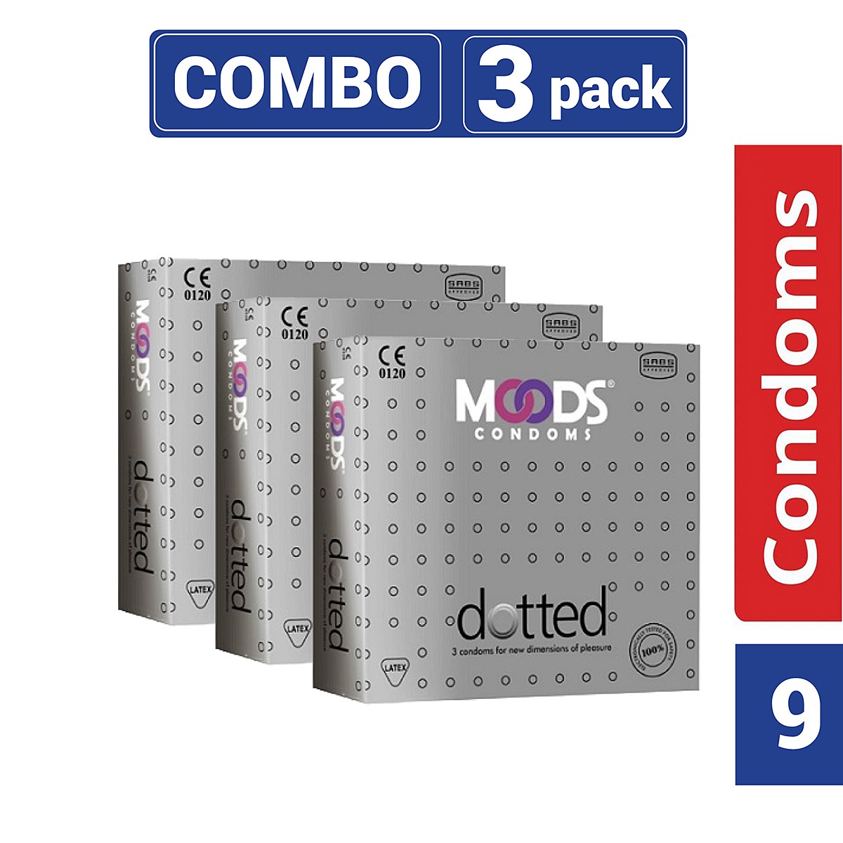 Moods Dotted Condom For Men | 3x3 Pack- 9 Pcs