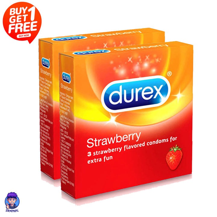 Durex - Strawberry Condom - Combo Pack - 2 Packs - 3x2=6pcs