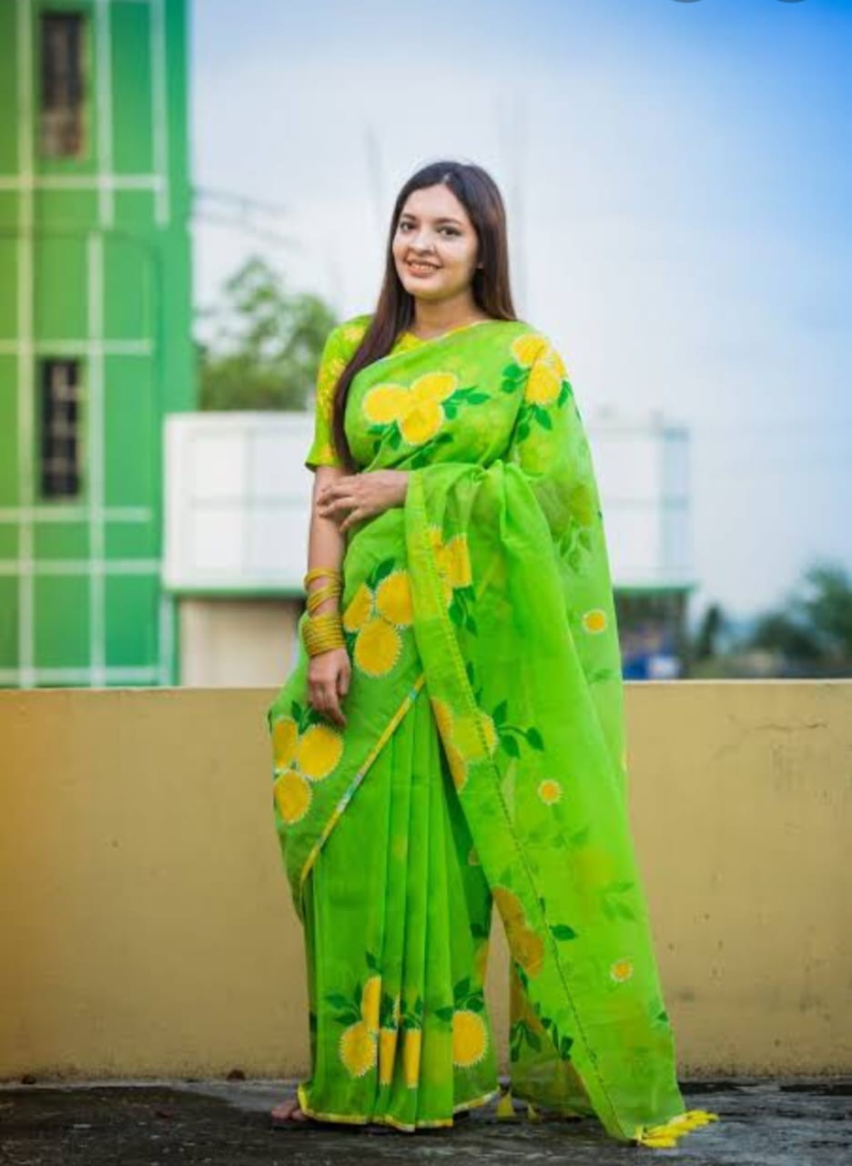 New Excellent Handprint half-silk sarees