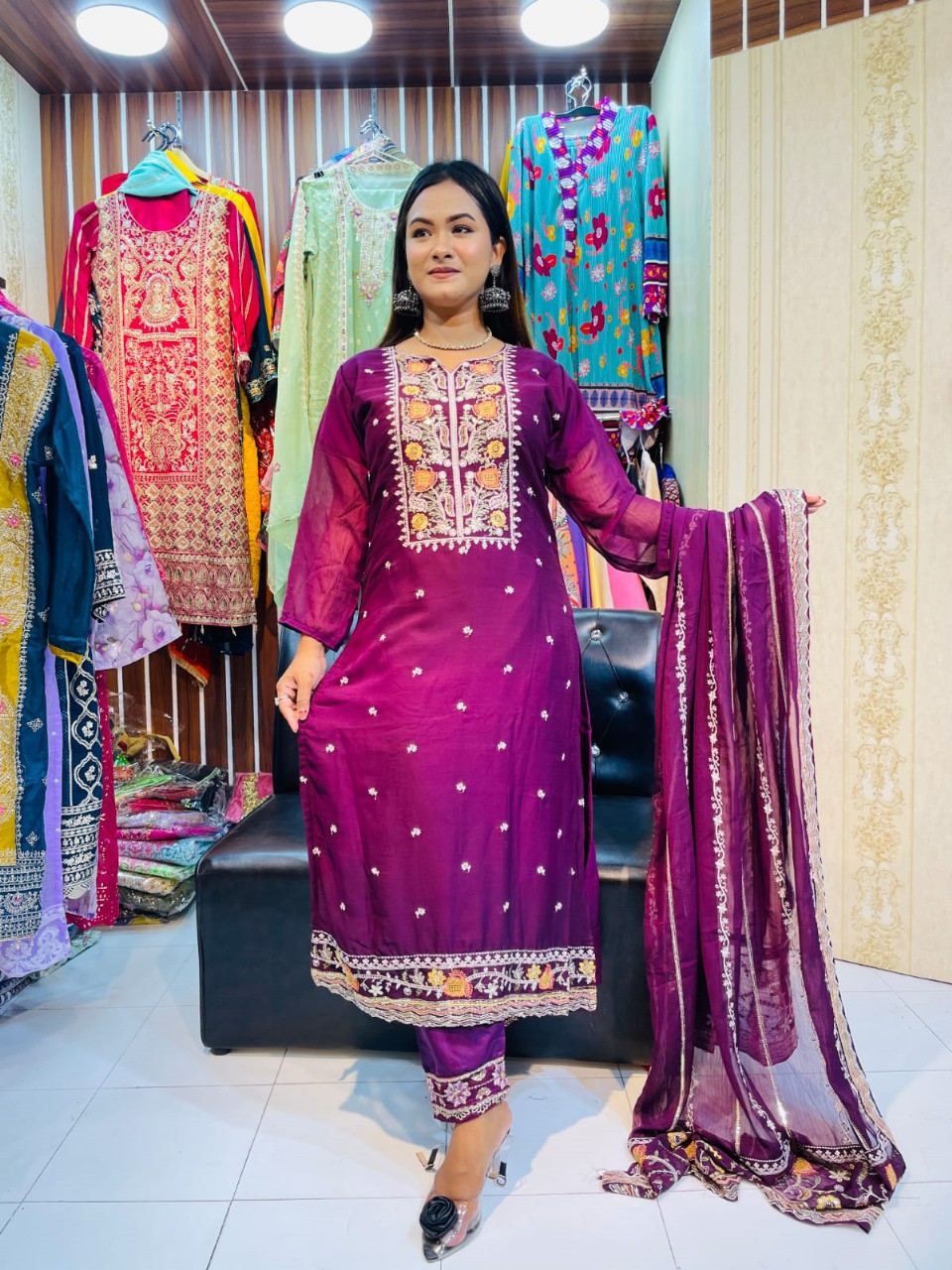 Georgette Embroidery Three Piece (9)