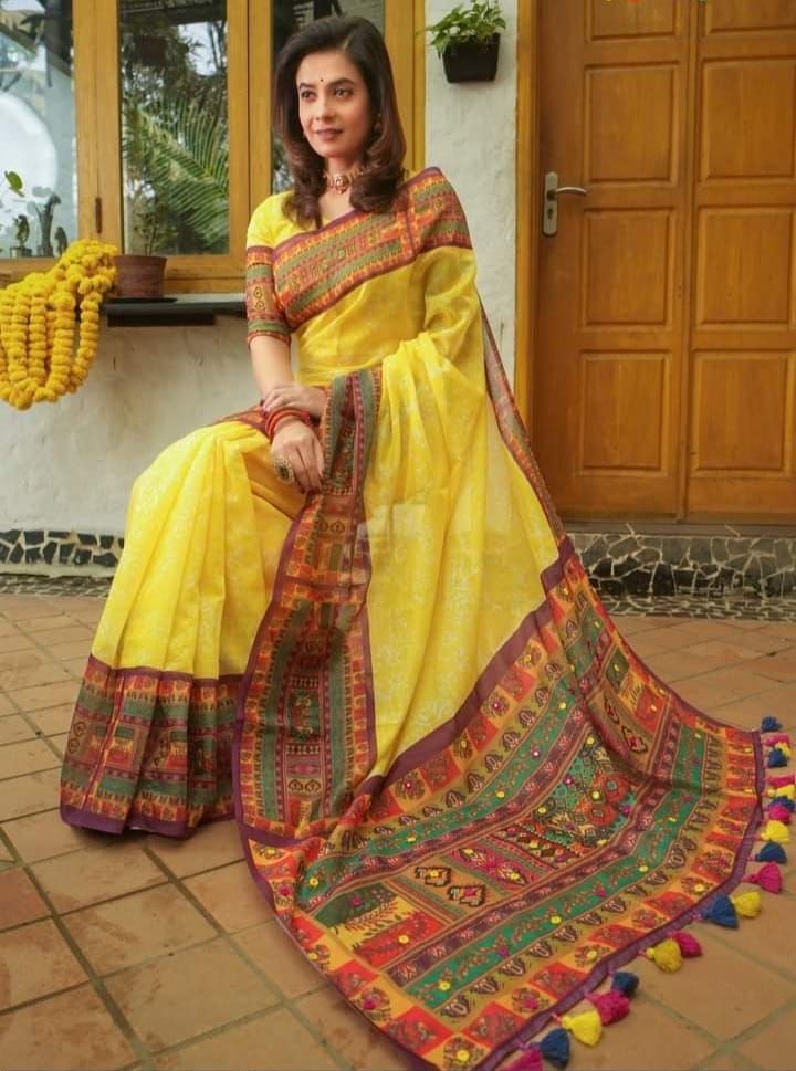 Women's New Half Silk Skin Print Saree