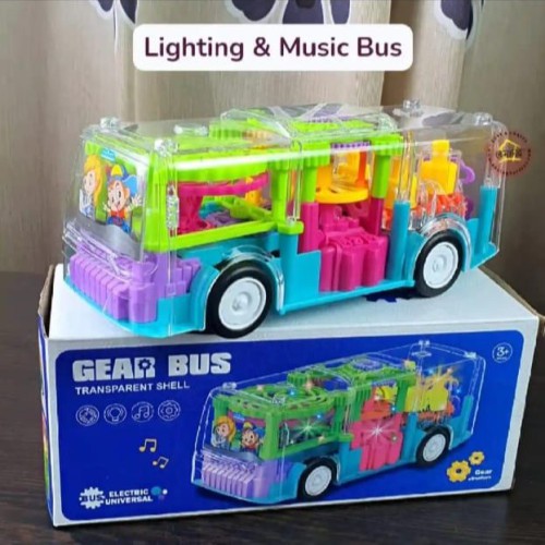 Transparent Shell Bus with Flashing Light Toy for Kids Concept Musical Bus Toy