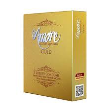 Amore Luxury Gold Condom for Men | Full Box 3x6=18pcs | Made in Malaysia