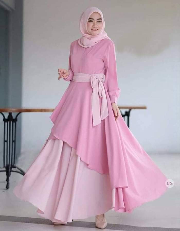 Dubai Cherry Fabric  Borka With Hijab