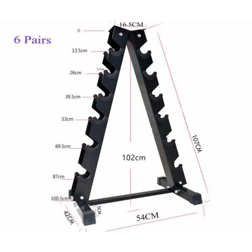 Dumbbell Rack for Safe & Easy Gym Dumbbell Storage 12 Pcs 6 Pairs 200kg Black Color