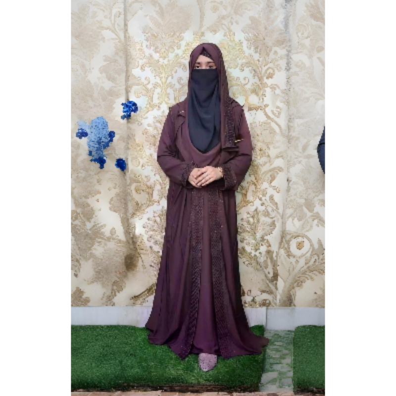 Embroidery Borka with Hijab -(8)