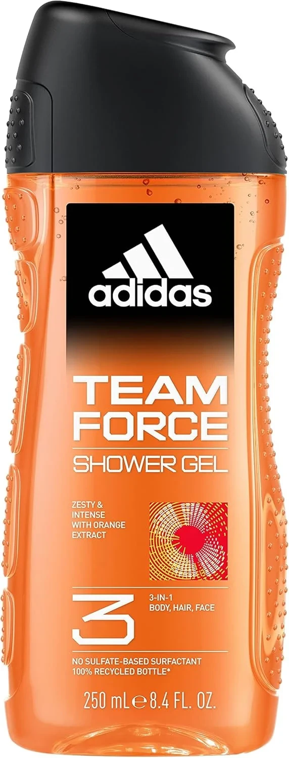 Adidas Team Force 3in1 Body, Hair And Face Shower Gel For Men 250ml | Made in Spain
