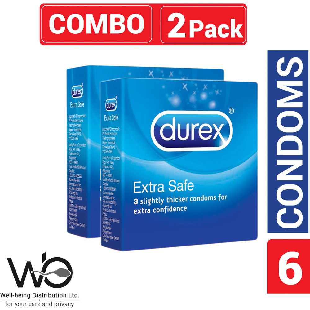 Durex - Extra Safe Condom - Combo Pack - 2 Packs - 3x2=6pcs