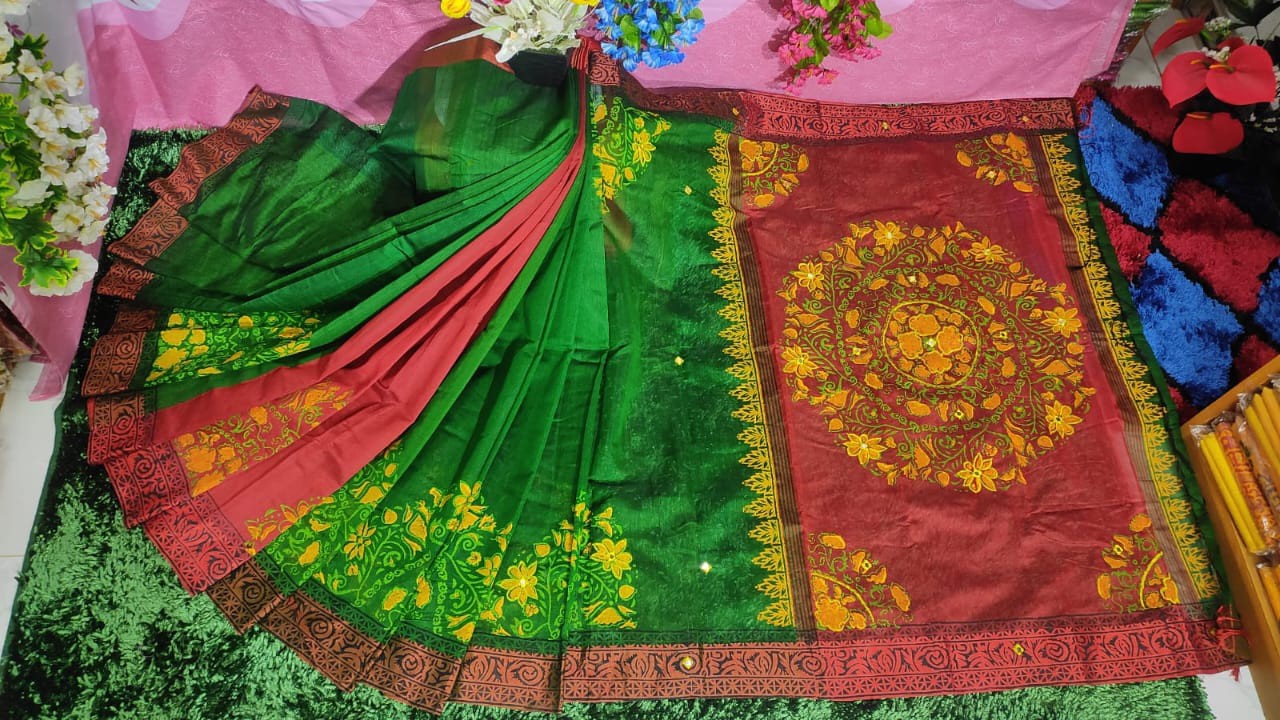 Embroidered Dupion Silk Saree