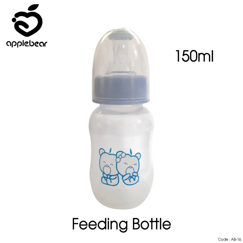 Apple Bear Baby Feeder Plastic Bottle with Silicone Nipple 150ml