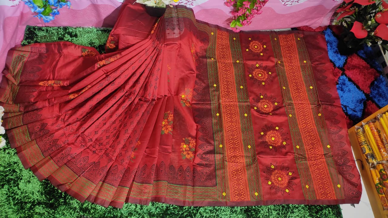 Embroidered Dupion Silk Saree