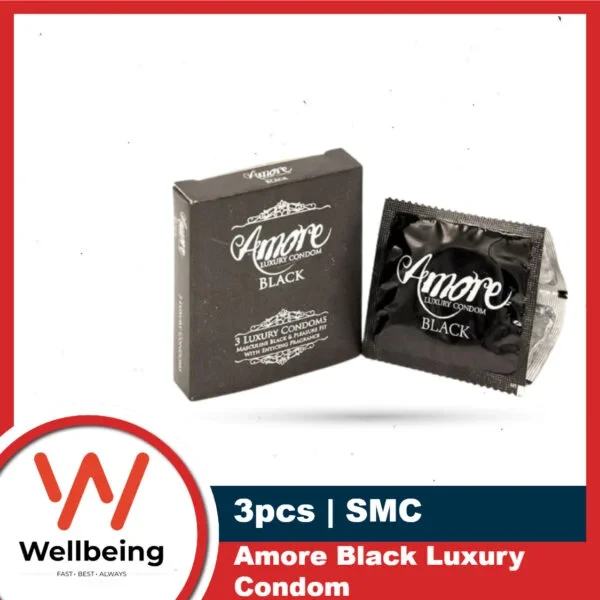 Amore Luxury Black Condom for Men | 3pcs Pack | SMC