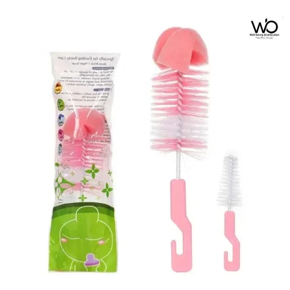 Baby Feeding Bottle & Nipple Cleaner Brush 2in1 Set | Multicolor Available