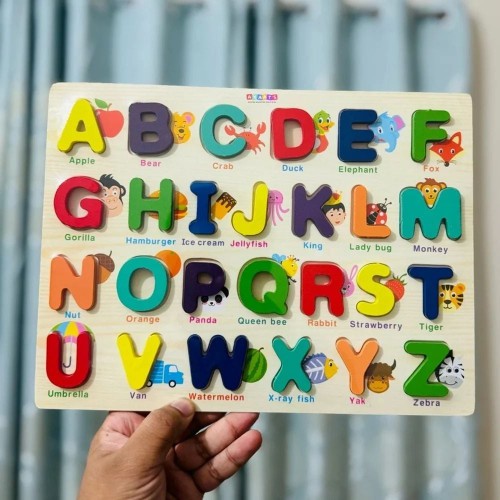 Multicolor Wooden Colorful Alphabets & Number Board Puzzle Combo Set 2pcs best Price in bd