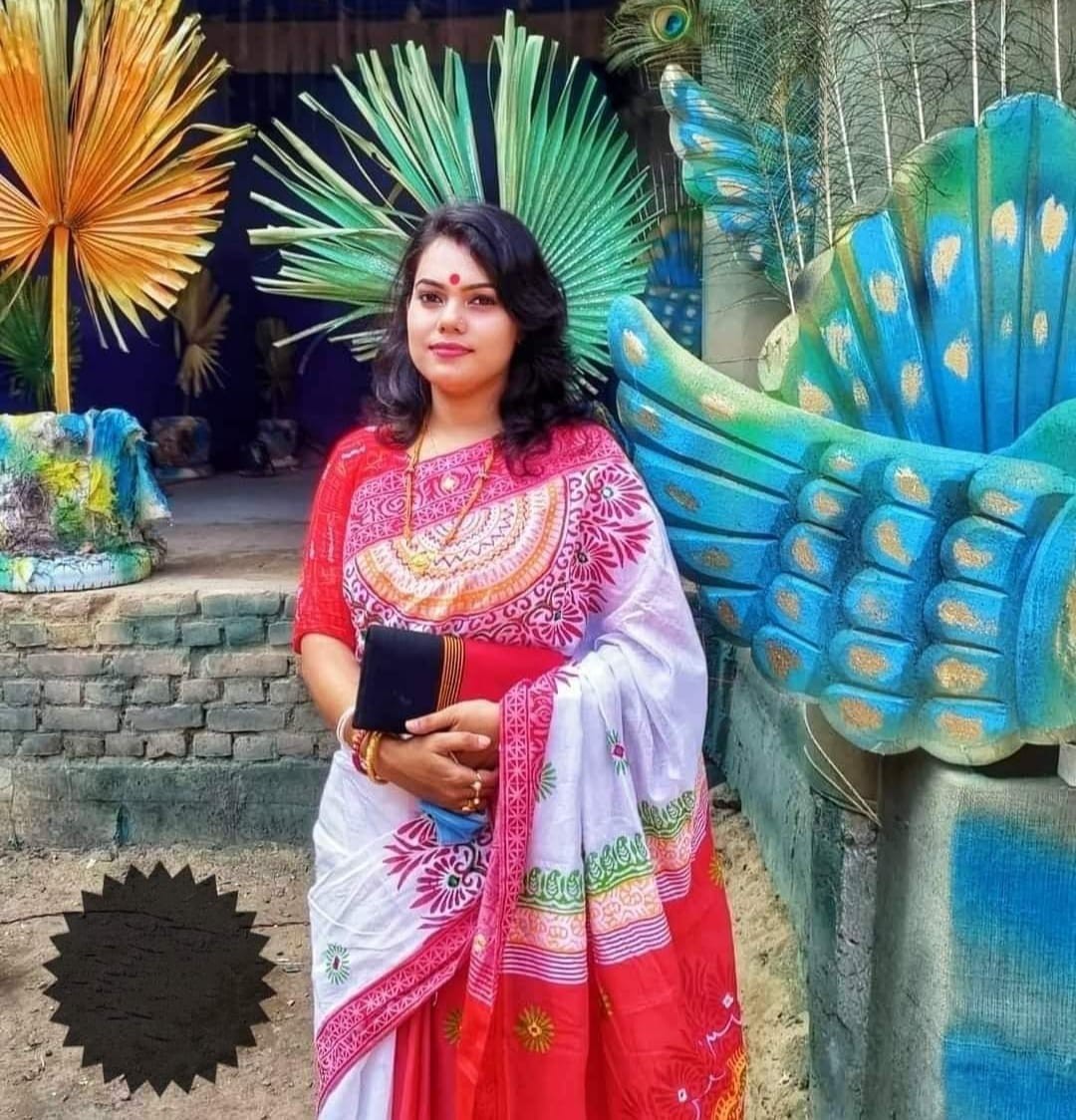 Handprint half silk saree