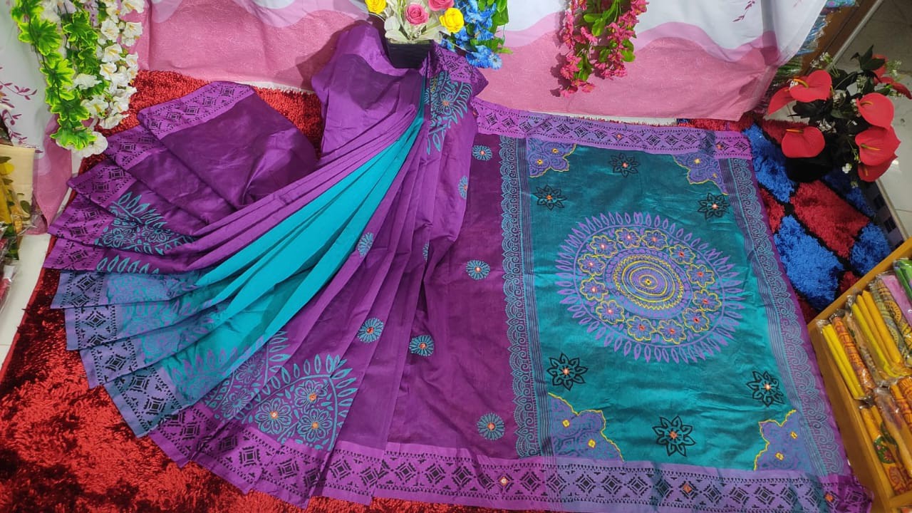 Embroidered Dupion Silk Saree