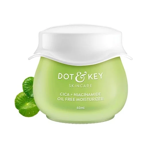 DOT & KEY Cica Calming Oil-Free Face Moisturizer 60ml / 15ml | For Calm, Acne Free Hydrated Skin Fades Acne Scars & Dark Spots, Soothes Redness & Irritation | For Oily, Acne Prone & Sensitive Skin | I