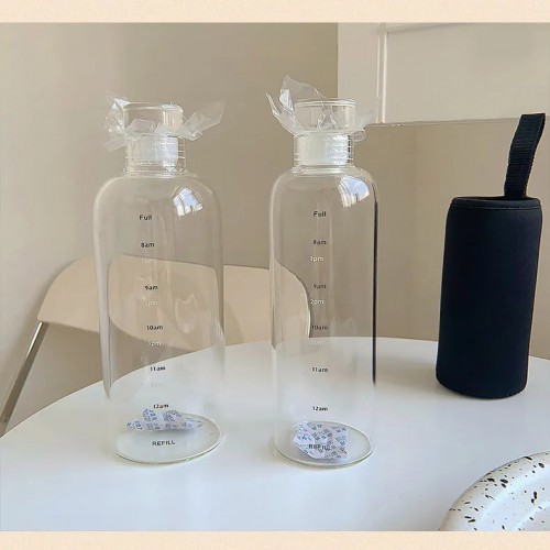 Clear Water Bottle Time Scale Cute Water Drinkware Transparent 500ml