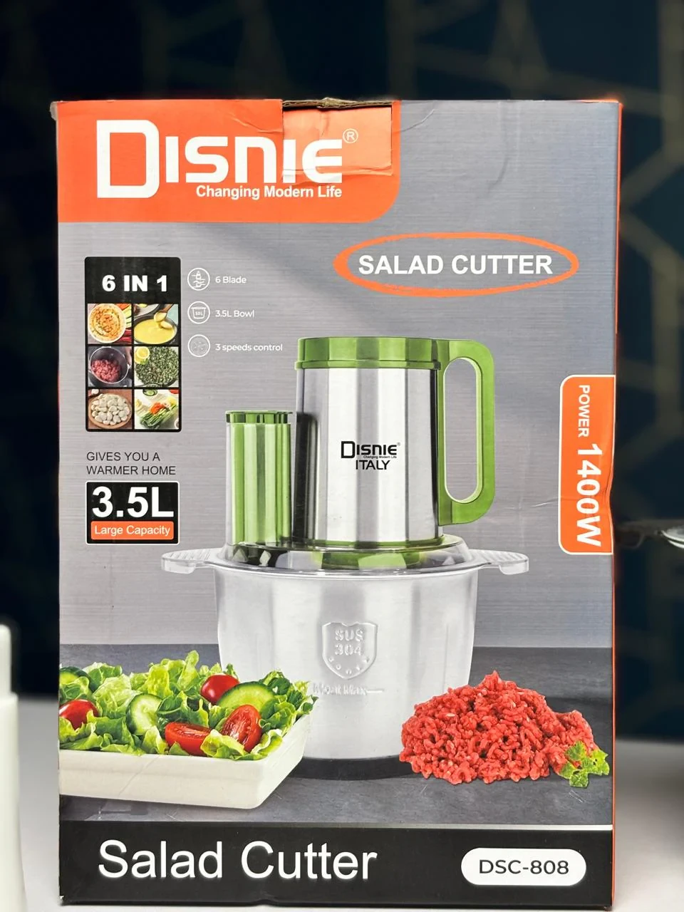 disney 6-in-1 dsc-808 electric salad cutter and food chopper
