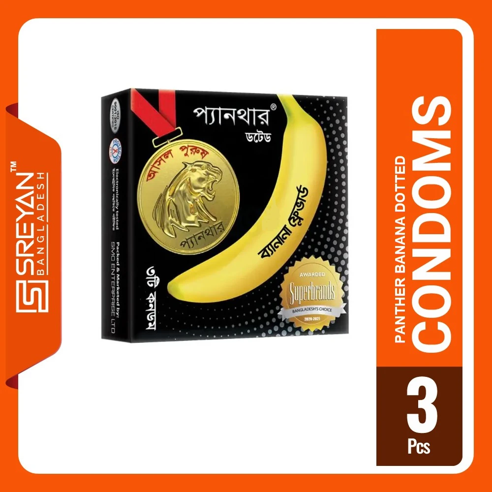 Panther - Dotted Banana Flavored Condom - Single Pack - 3x1=3pcs
