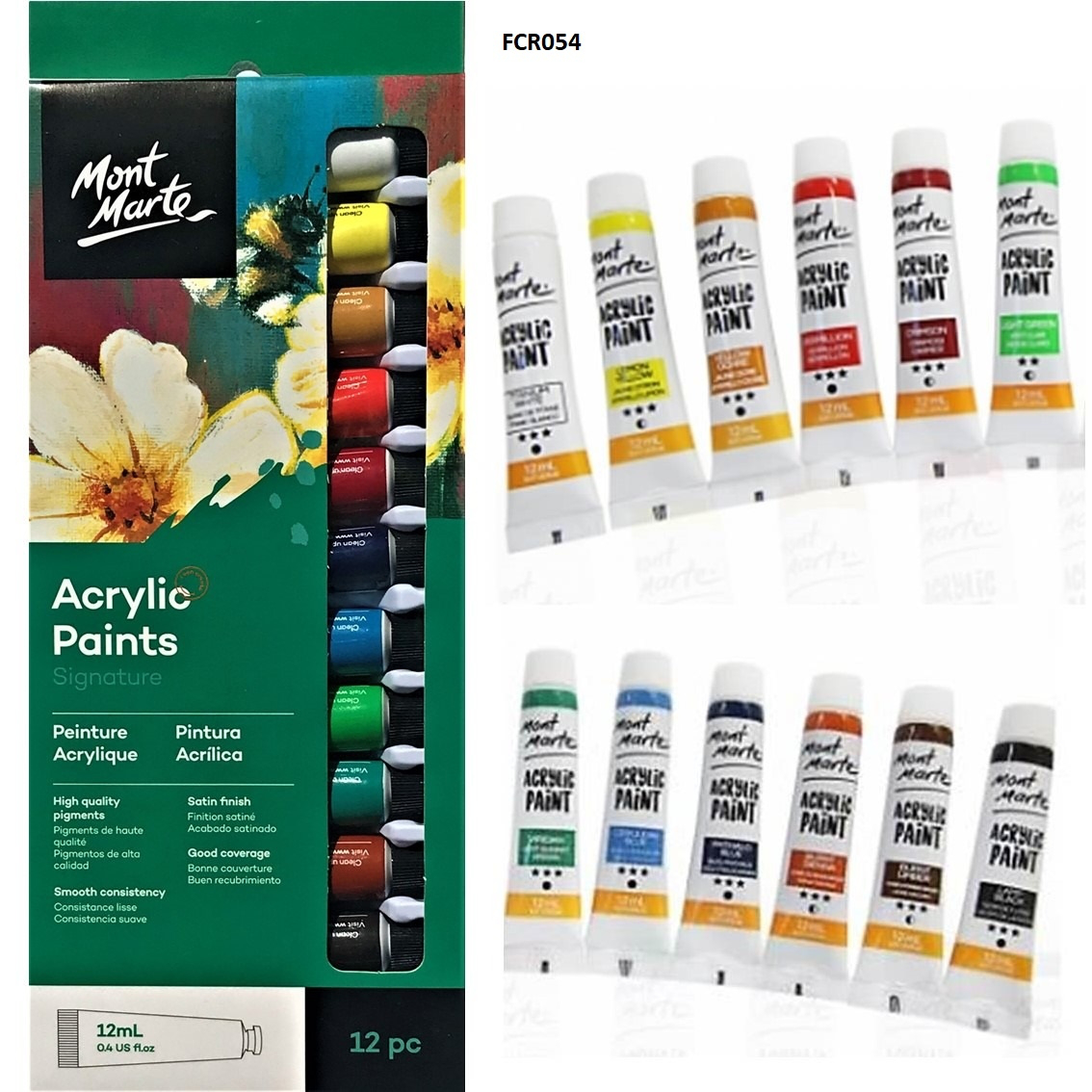 Mont Marte Acrylic Color Paint 12 pc x 12 ml