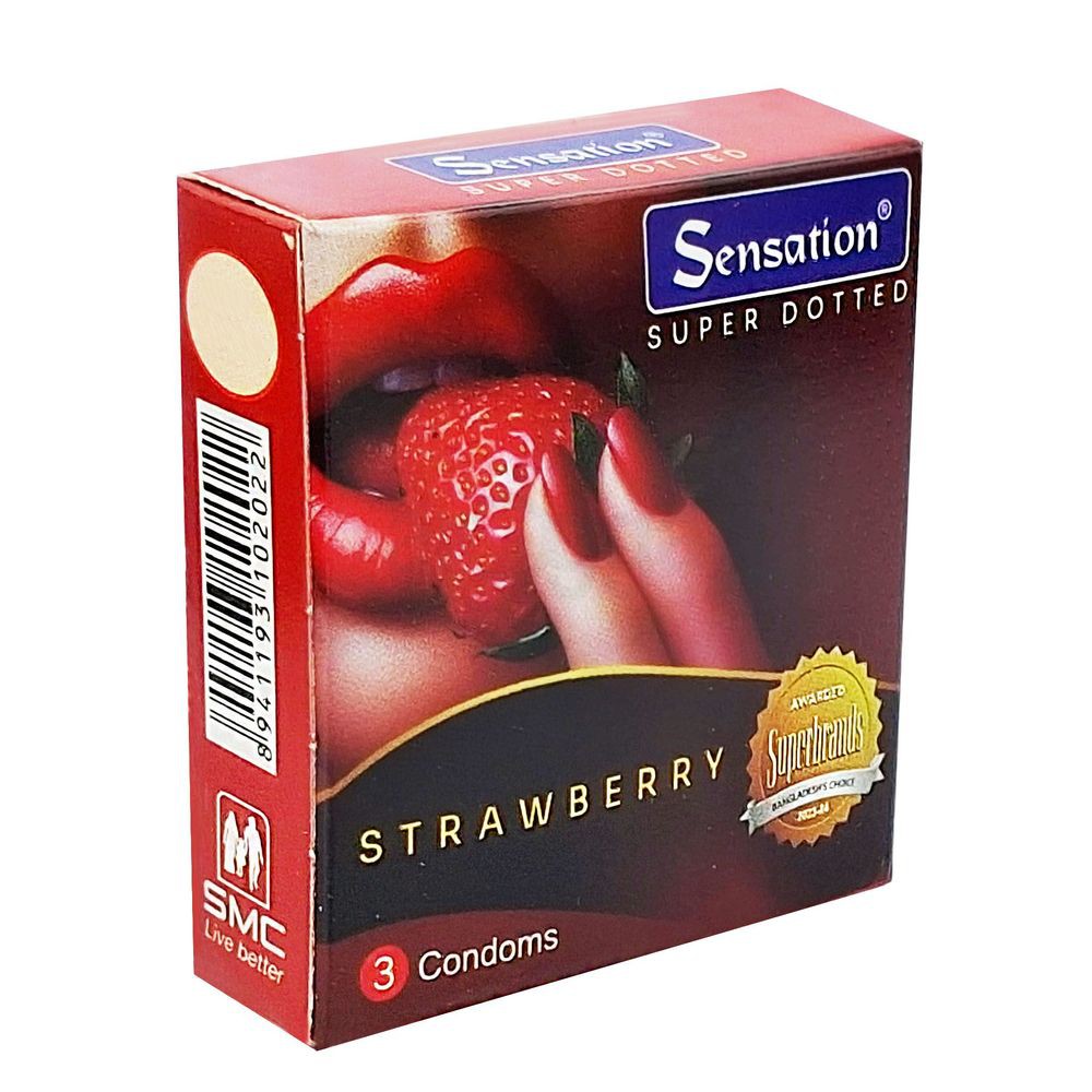Sensation Strawberry Flavor Super Dotted Condom - Combo 6 Pack - 6x3=18pcs Condom