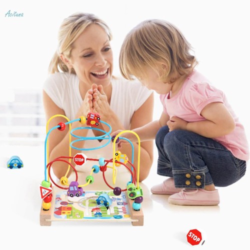 Wooden Bead Maze Toys Sensory Skills Developmental for Baby Birthday Gifts